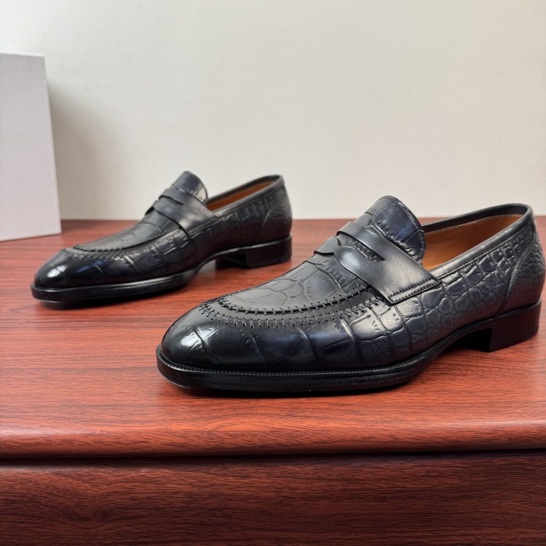 Berluti Embossed Burnished Loafers — side