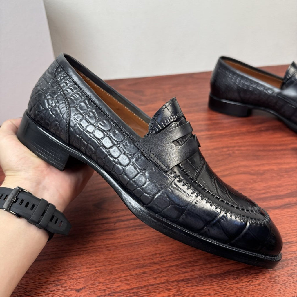 Berluti Embossed Burnished Loafers — side