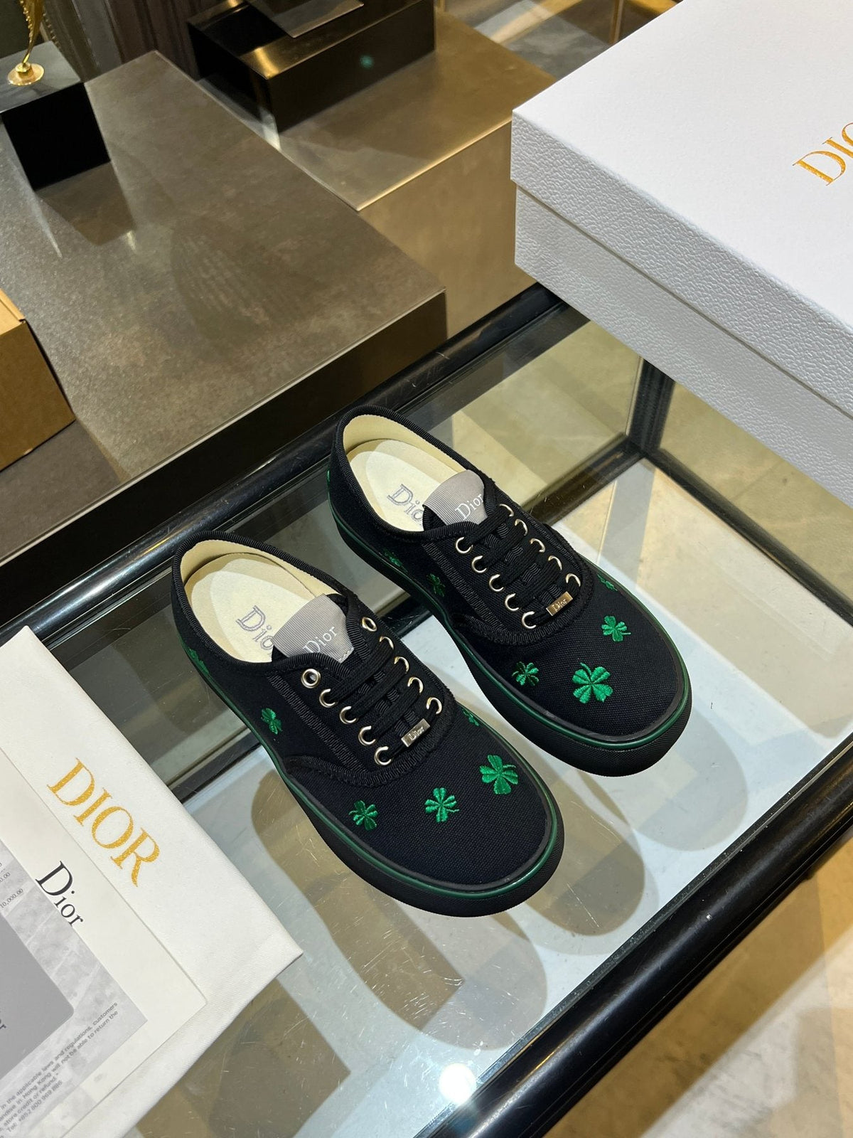 Dior Embroidered Floral Low-Top Sneakers — front