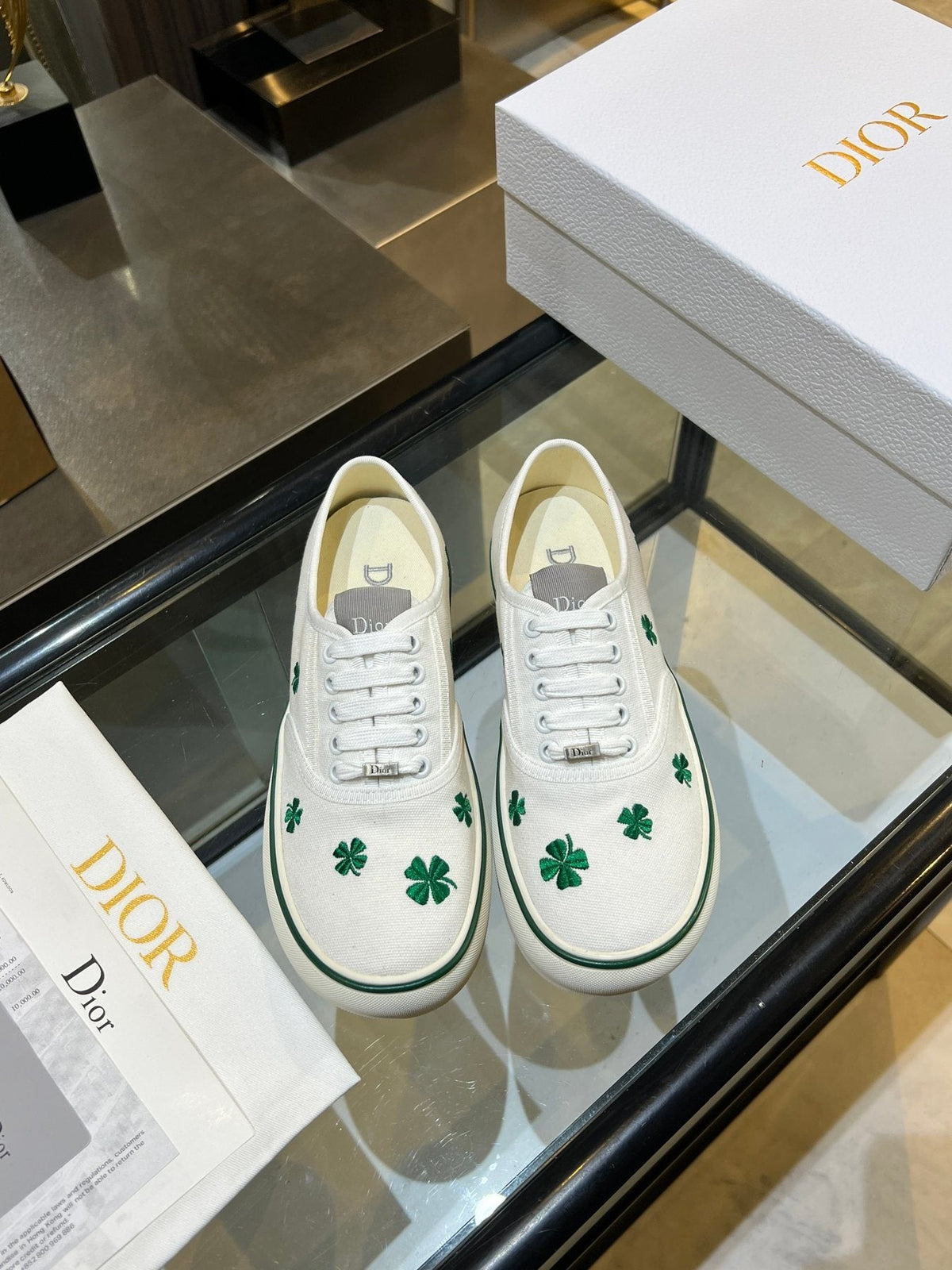 Dior Embroidered Floral Low-Top Sneakers — front