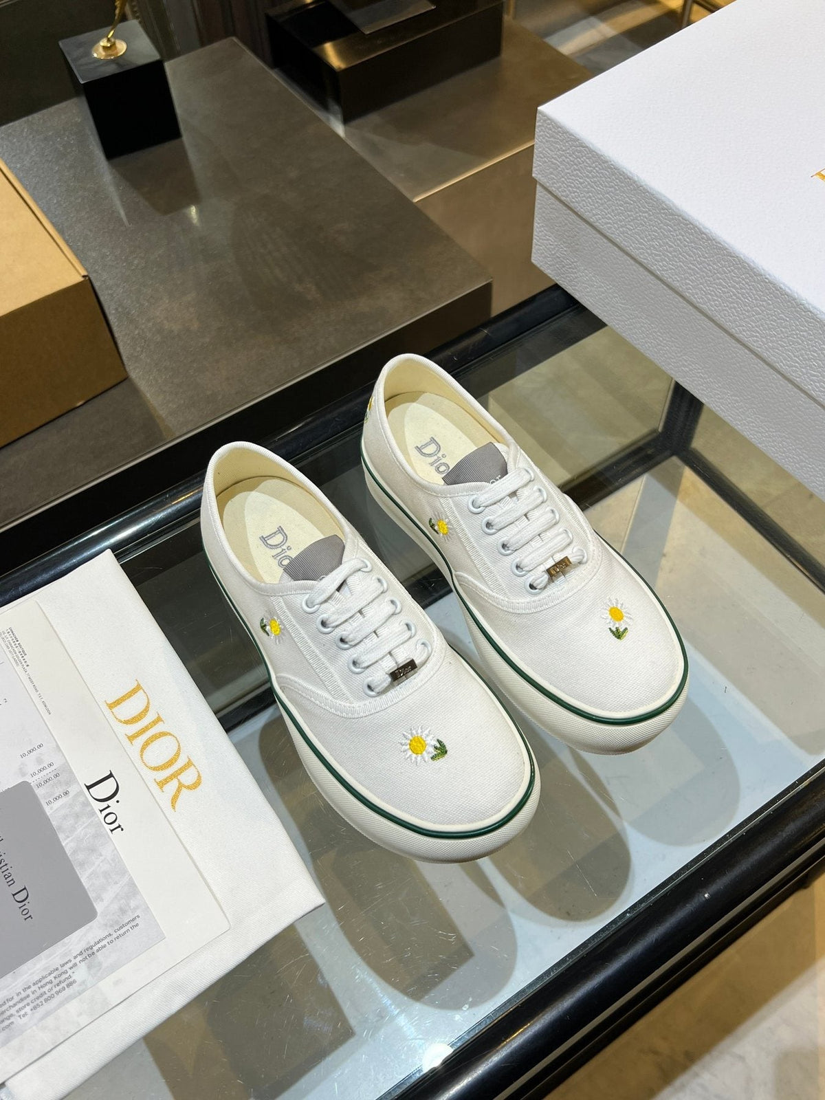 Dior Embroidered Floral Low-Top Sneakers — front