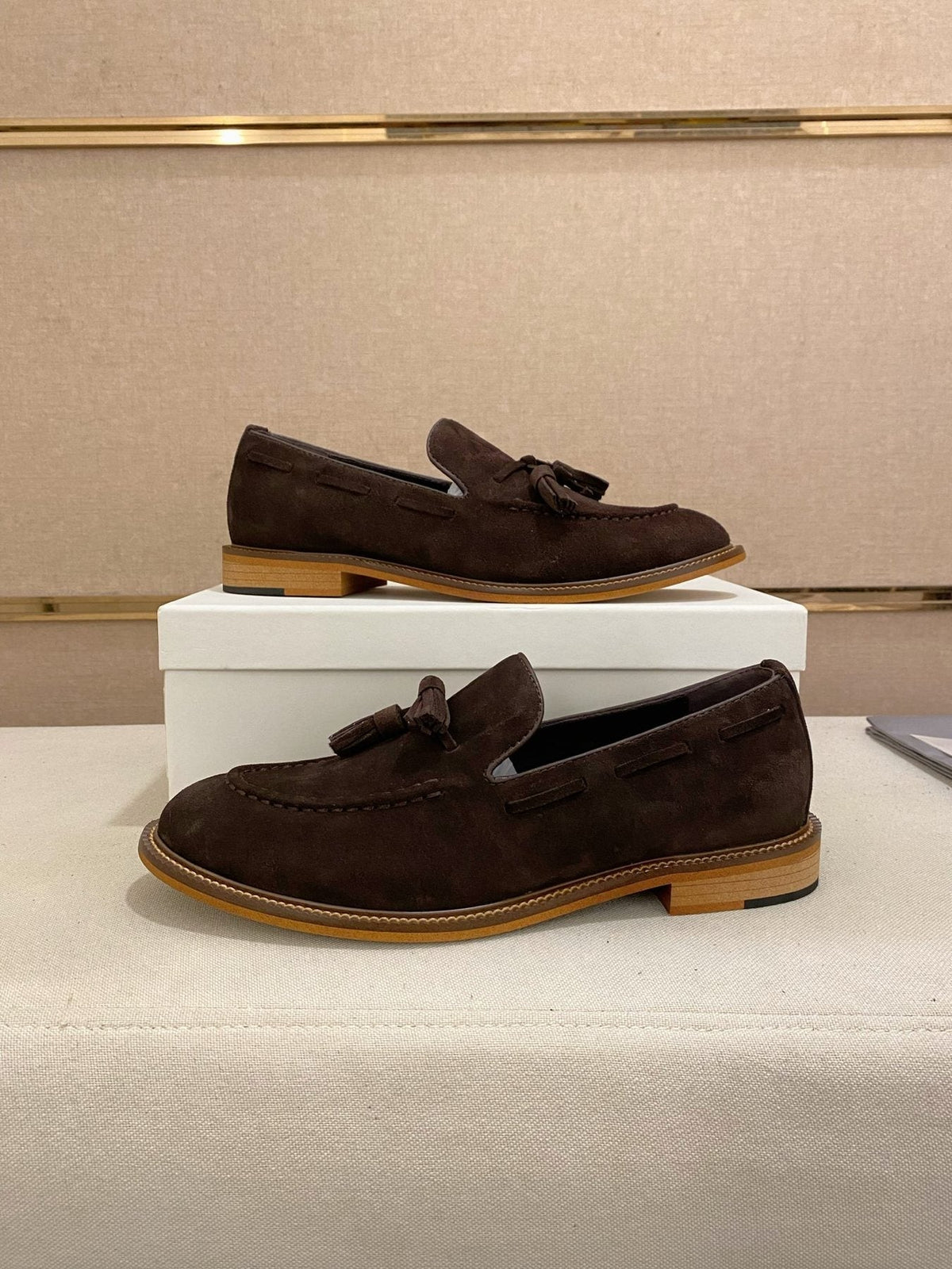 Brunello Cucinelli Suede Tassel Loafers — back