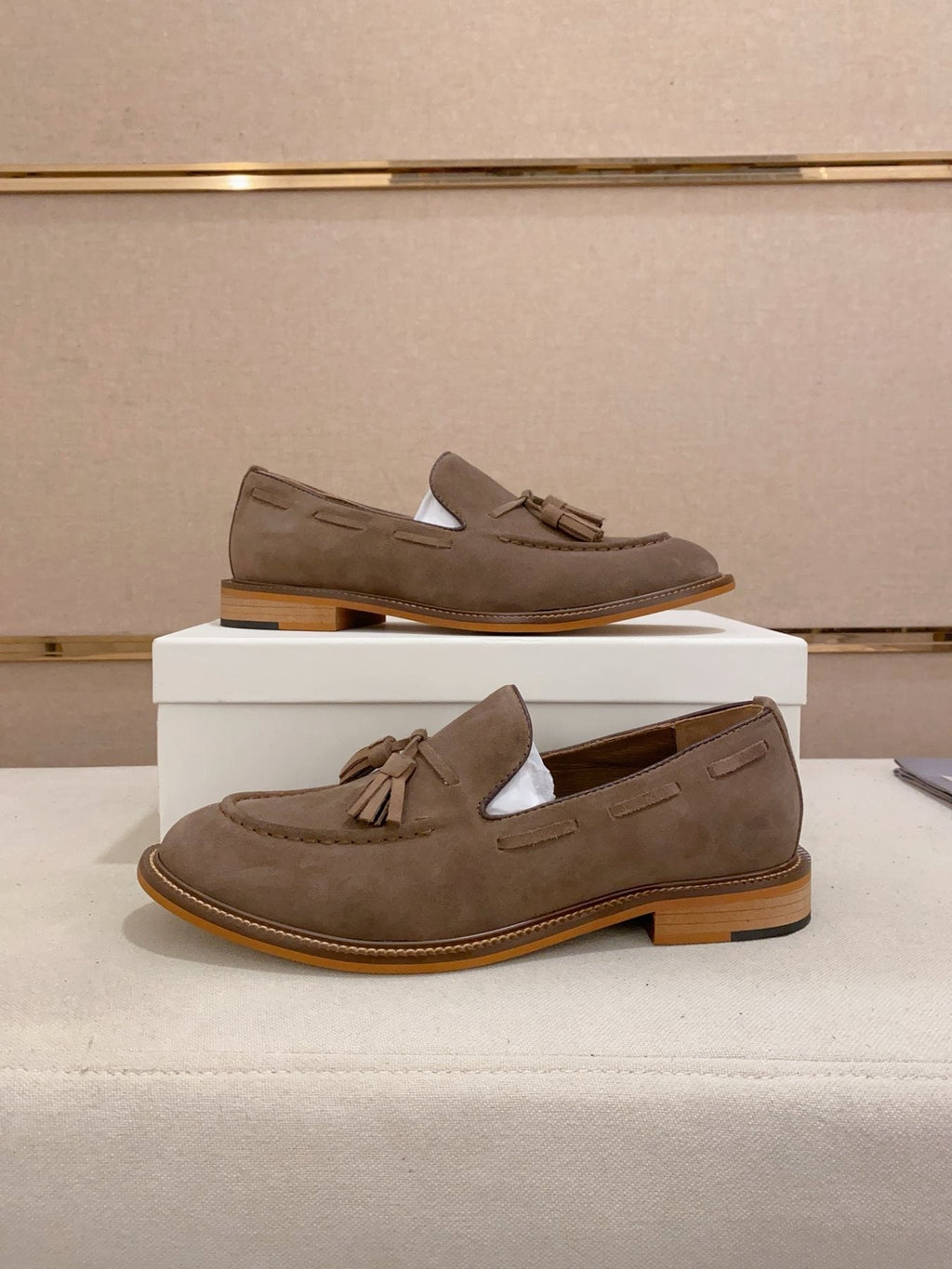 Brunello Cucinelli Suede Tassel Loafers — front