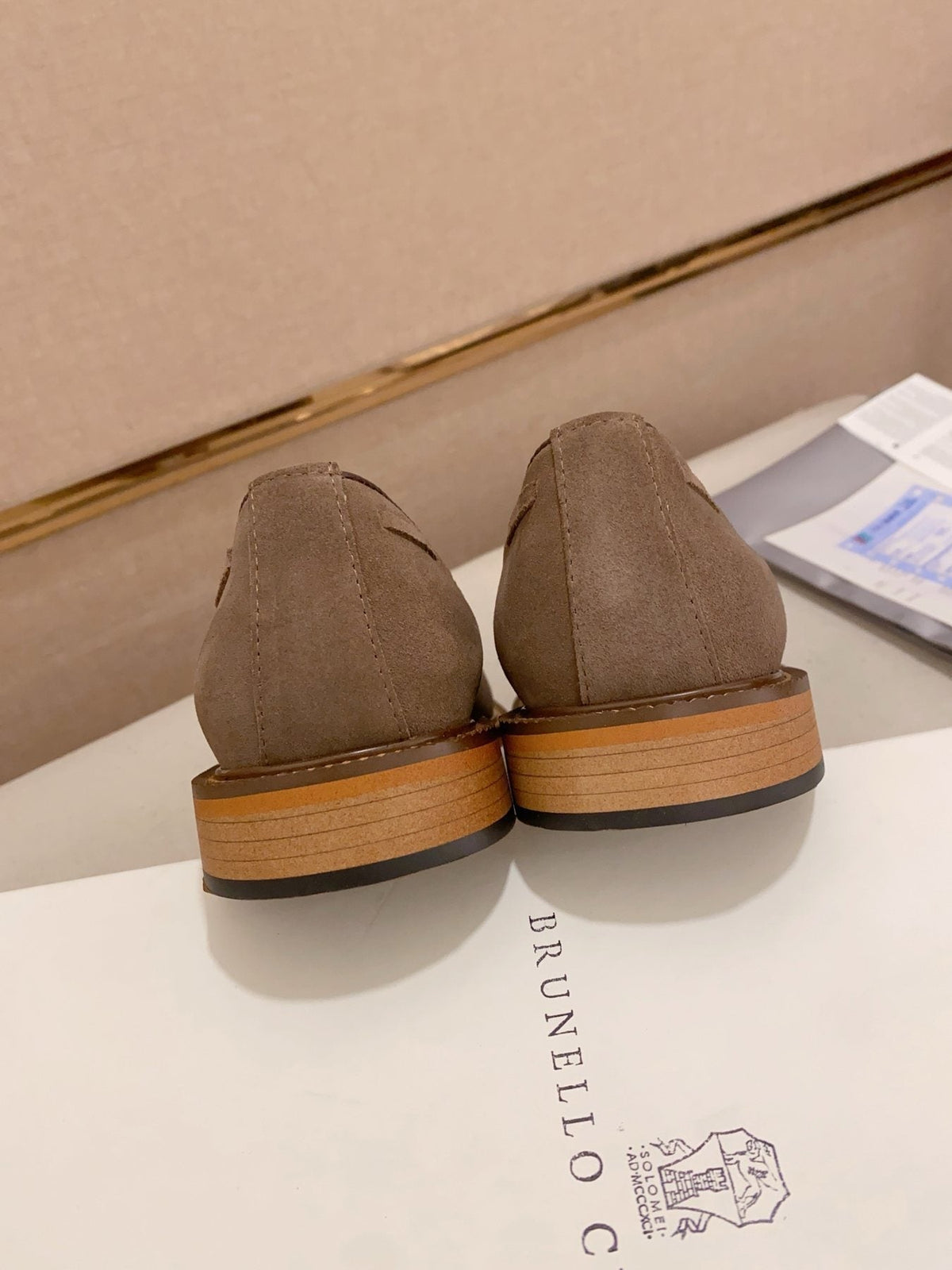 Brunello Cucinelli Suede Tassel Loafers — back