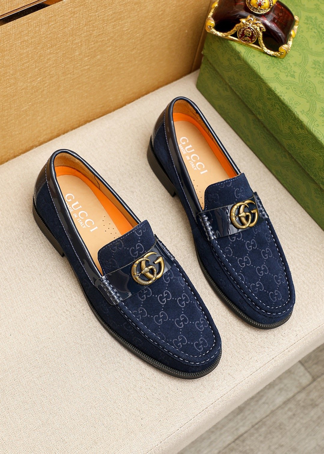 Gucci Patterned Hardware Loafers — front