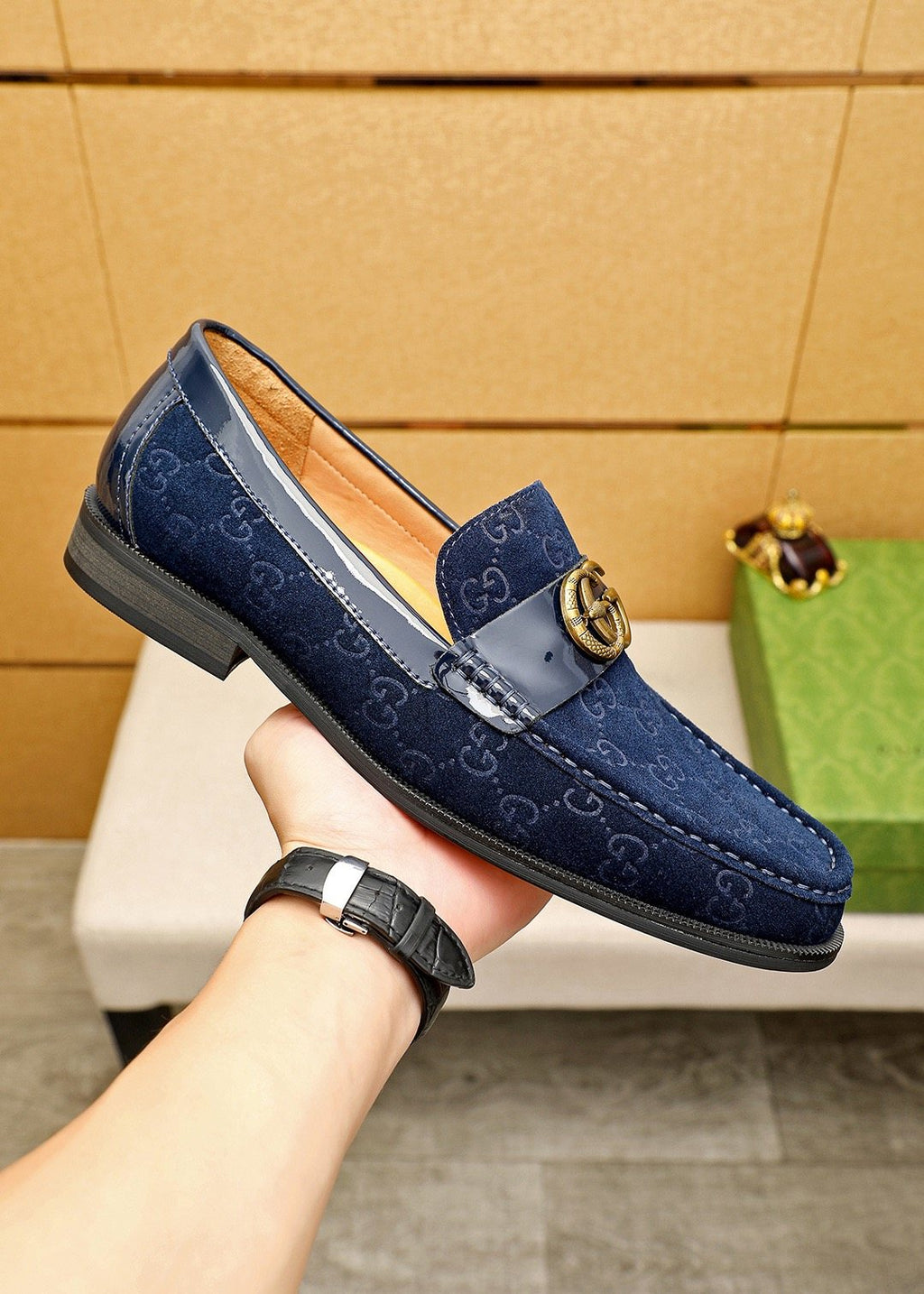 GUCCI Monogram Logo-Hardware Loafers — model