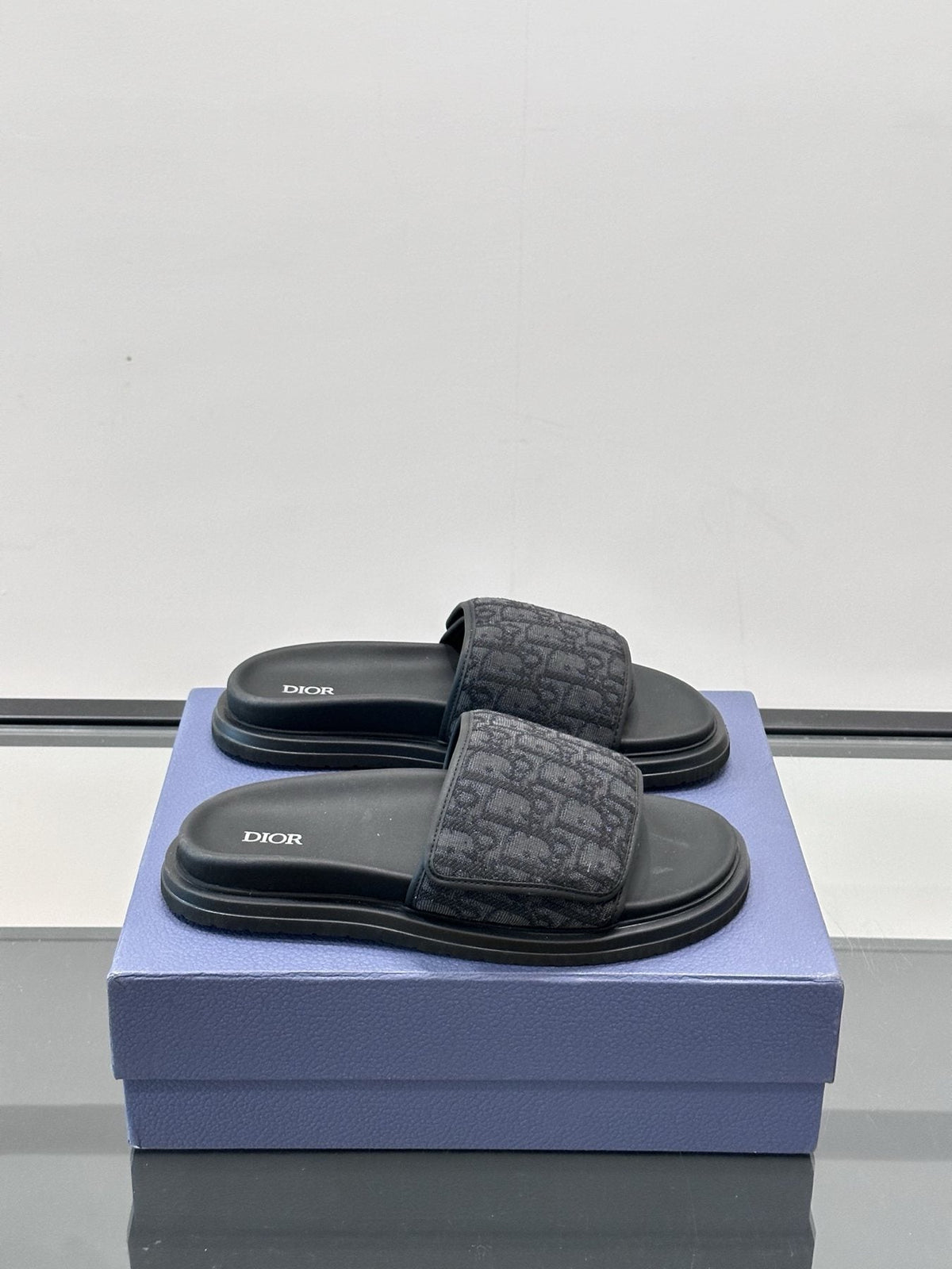 Dior Patterned Strap Slide Sandals — front