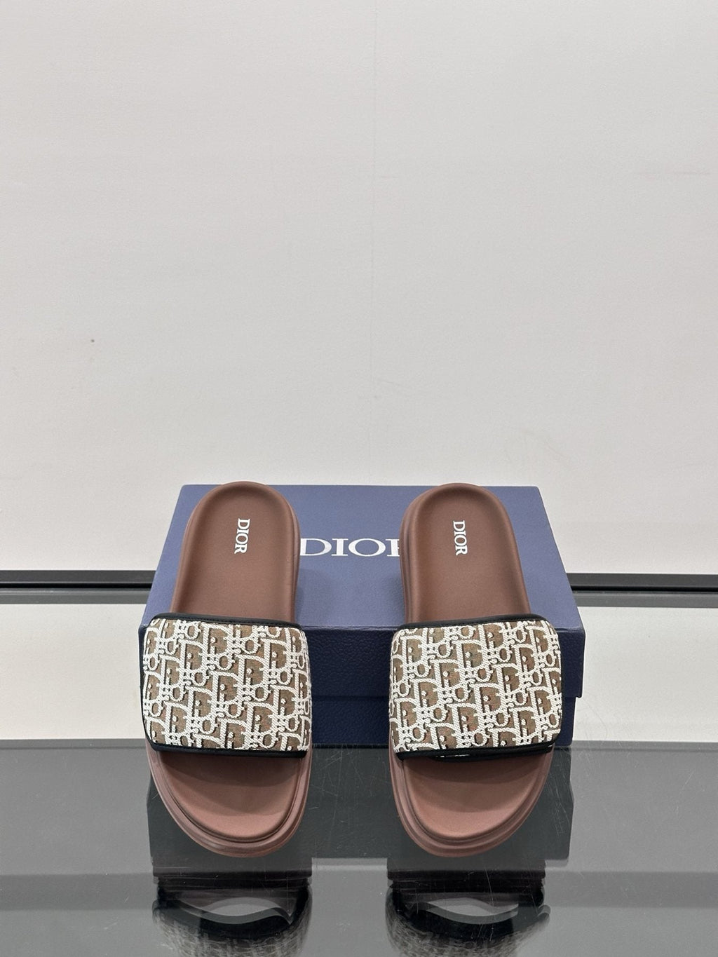Dior Patterned Strap Slide Sandals — front