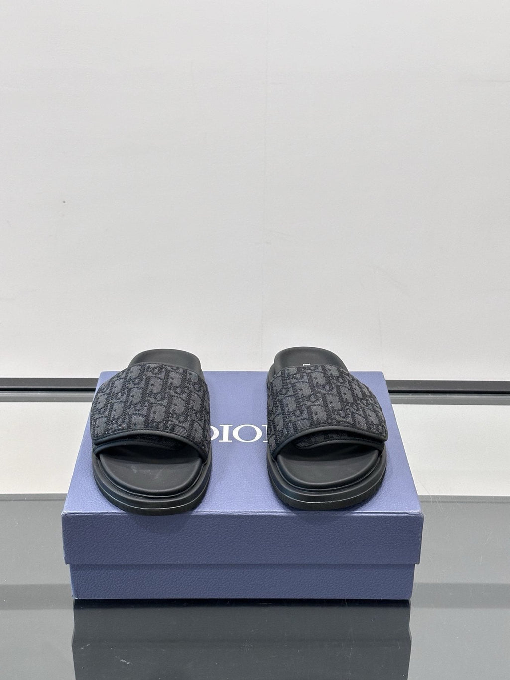 Dior Patterned Strap Slide Sandals — front
