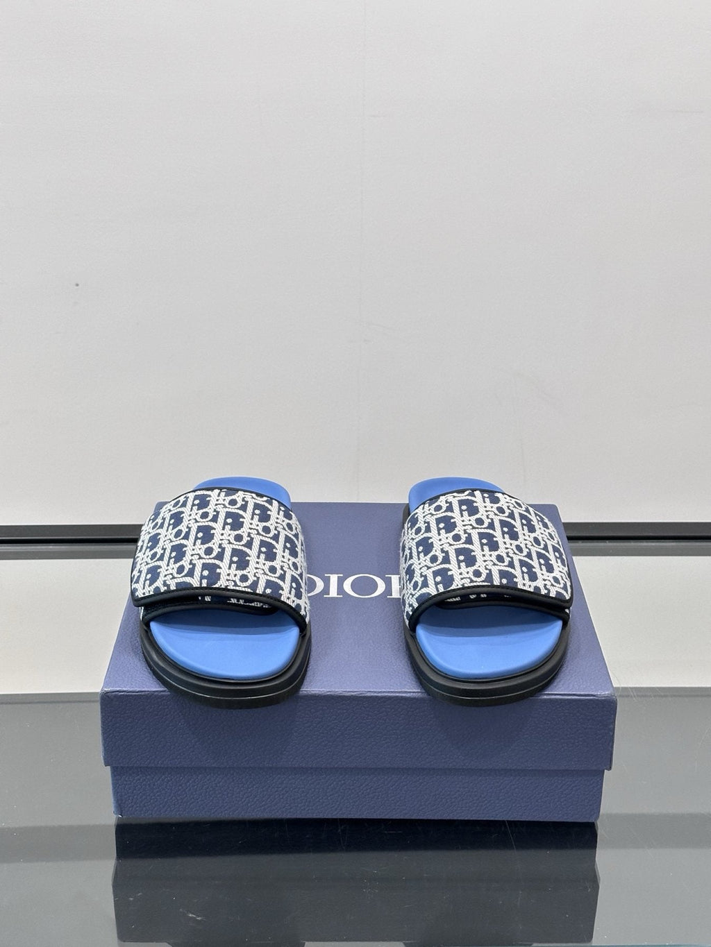 Dior Patterned Strap Slide Sandals — front