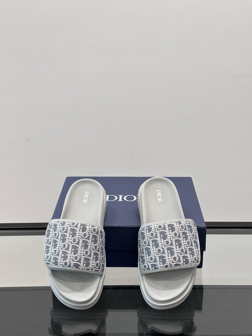 Dior Patterned Strap Slide Sandals — front
