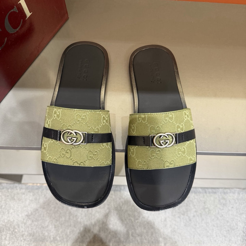Gucci Patterned Strap Slide Sandals — hero