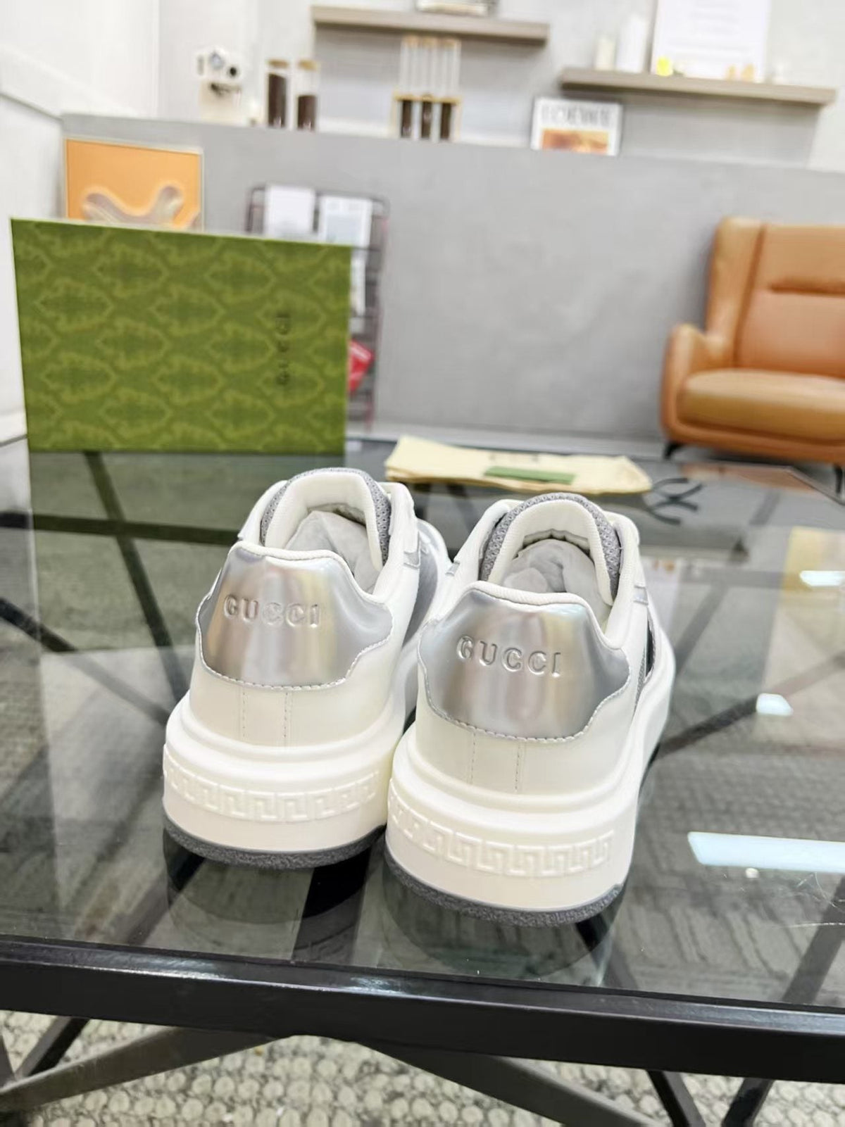 Gucci Black and White Low-Top Sneakers — back