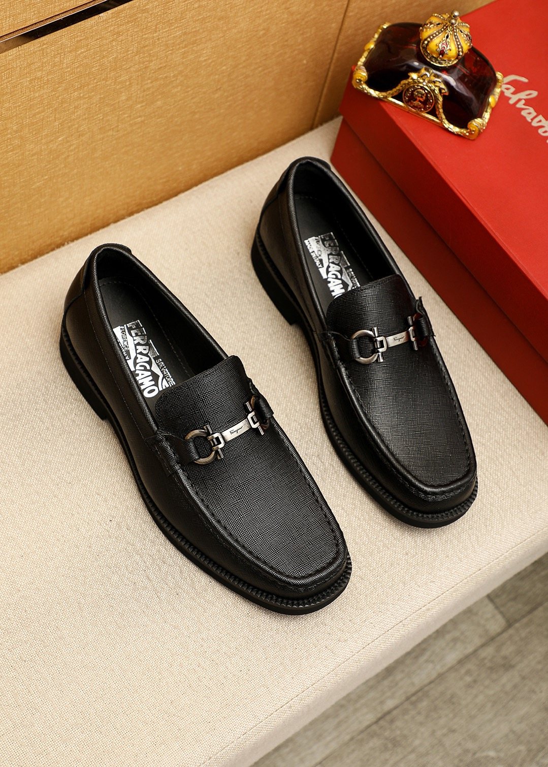 Ferragamo Black Bit Loafers — hero
