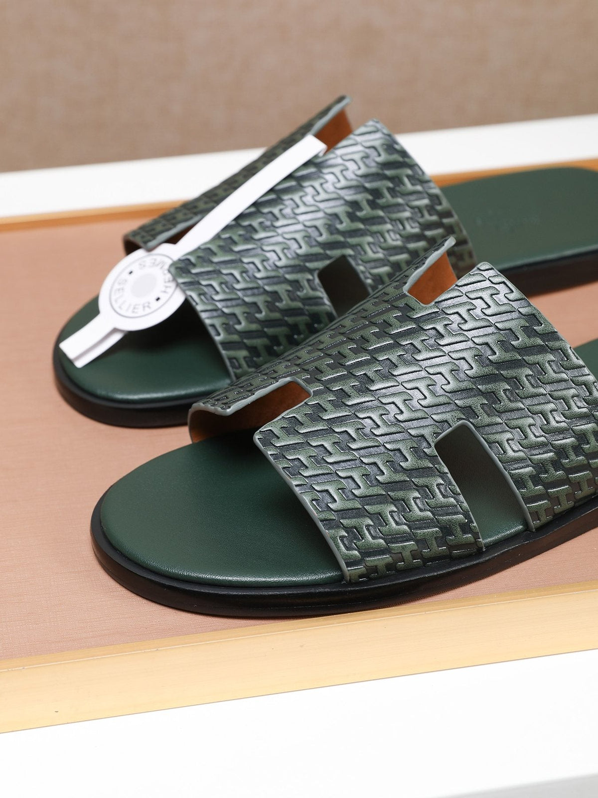 Hermès Textured H Slide Sandals — front