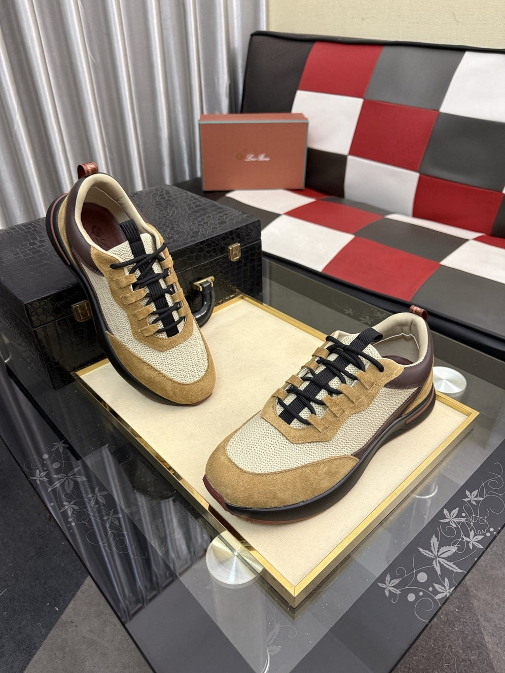 Color-Blocked Low-Top Lace-Up Sneakers — side