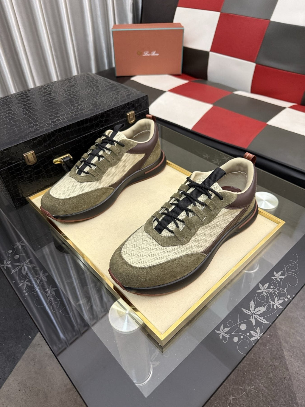 Color-Blocked Low-Top Lace-Up Sneakers — side