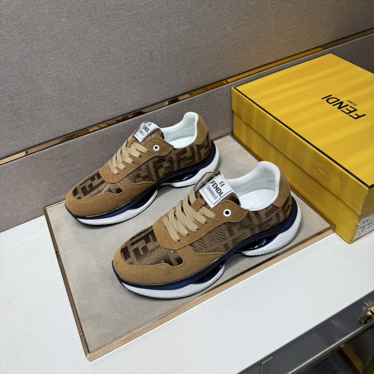 Fendi Monogram Panel Low-Top Sneakers — front