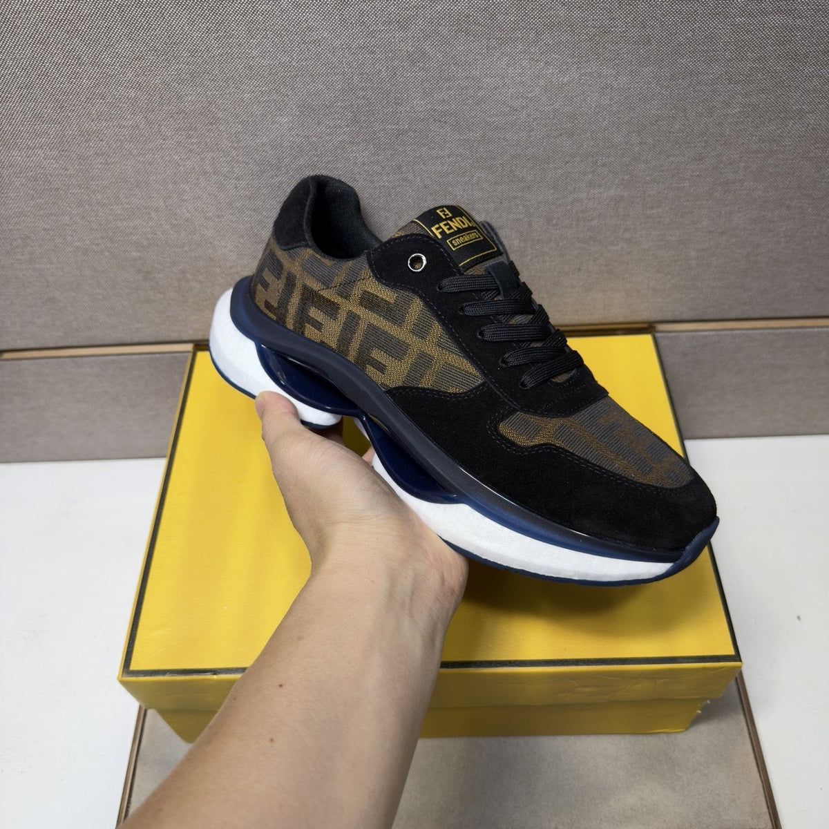 Fendi Monogram Panel Low-Top Sneakers — model