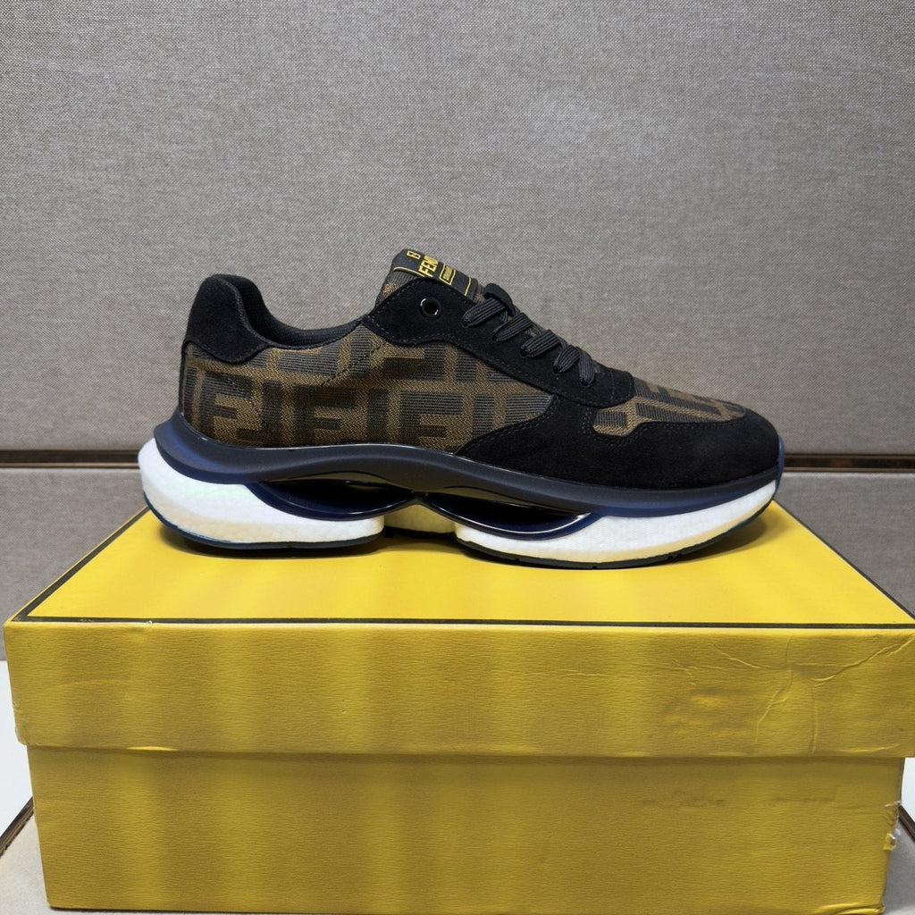 Fendi Monogram Panel Low-Top Sneakers — side