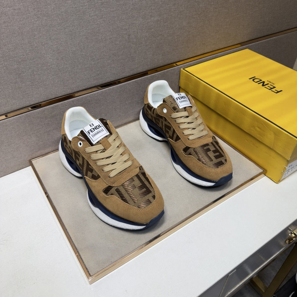Fendi Monogram Panel Low-Top Sneakers — front