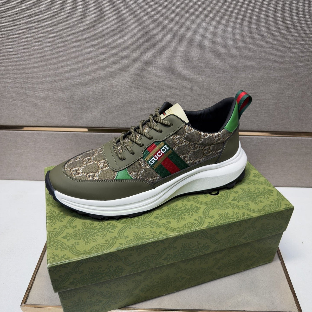 Gucci Green-Red Stripe Men’s Sneakers — side