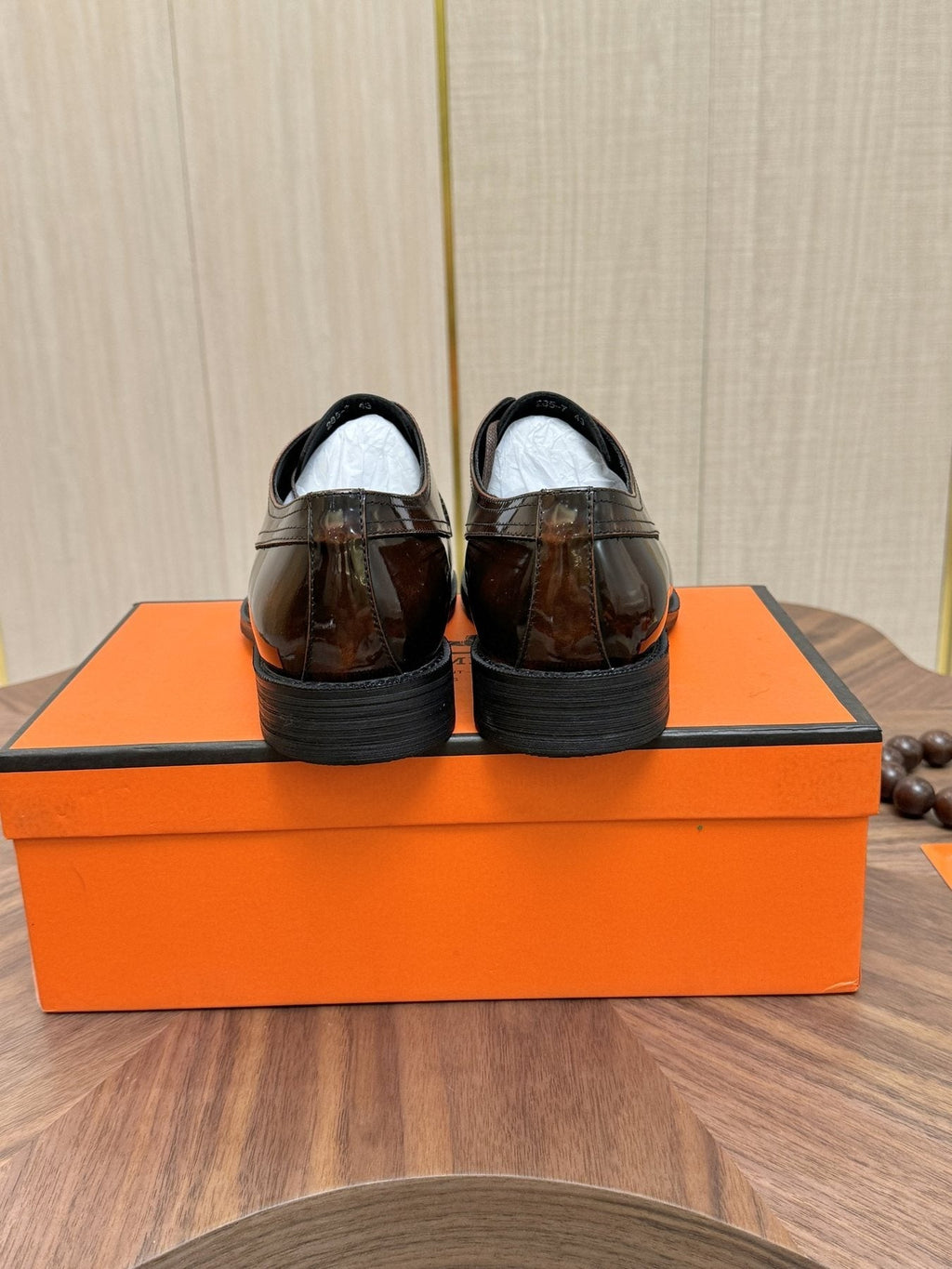 Hermès Polished Leather Lace-Up Dress Shoes — front