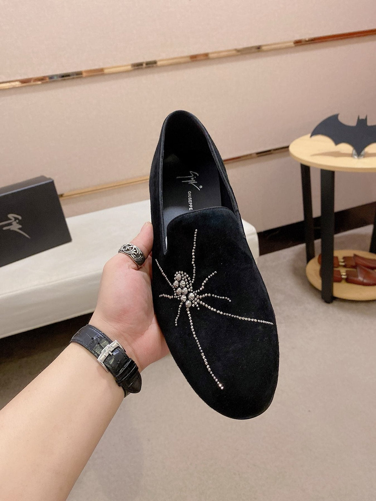 Giuseppe Zanotti Black Spider Loafers — front