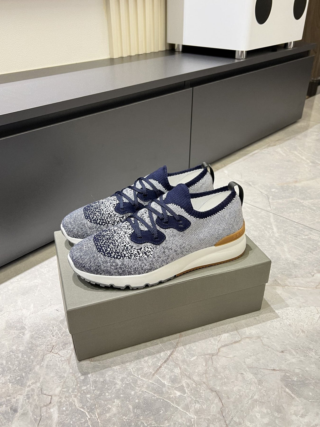 Brunello Cucinelli Color-Block Knit Sneakers — side