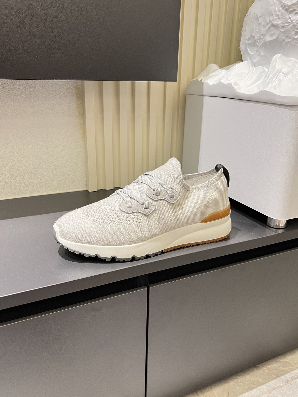 Brunello Cucinelli Color-Block Knit Sneakers — side