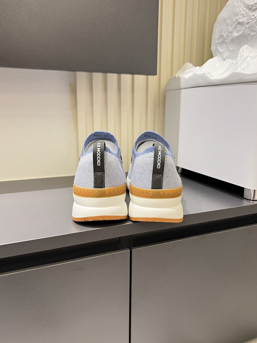 Brunello Cucinelli Color-Block Knit Sneakers — back