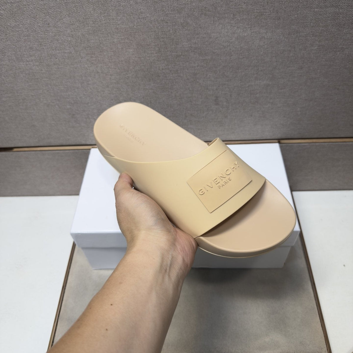 Givenchy Logo Strap Slide Sandals — model