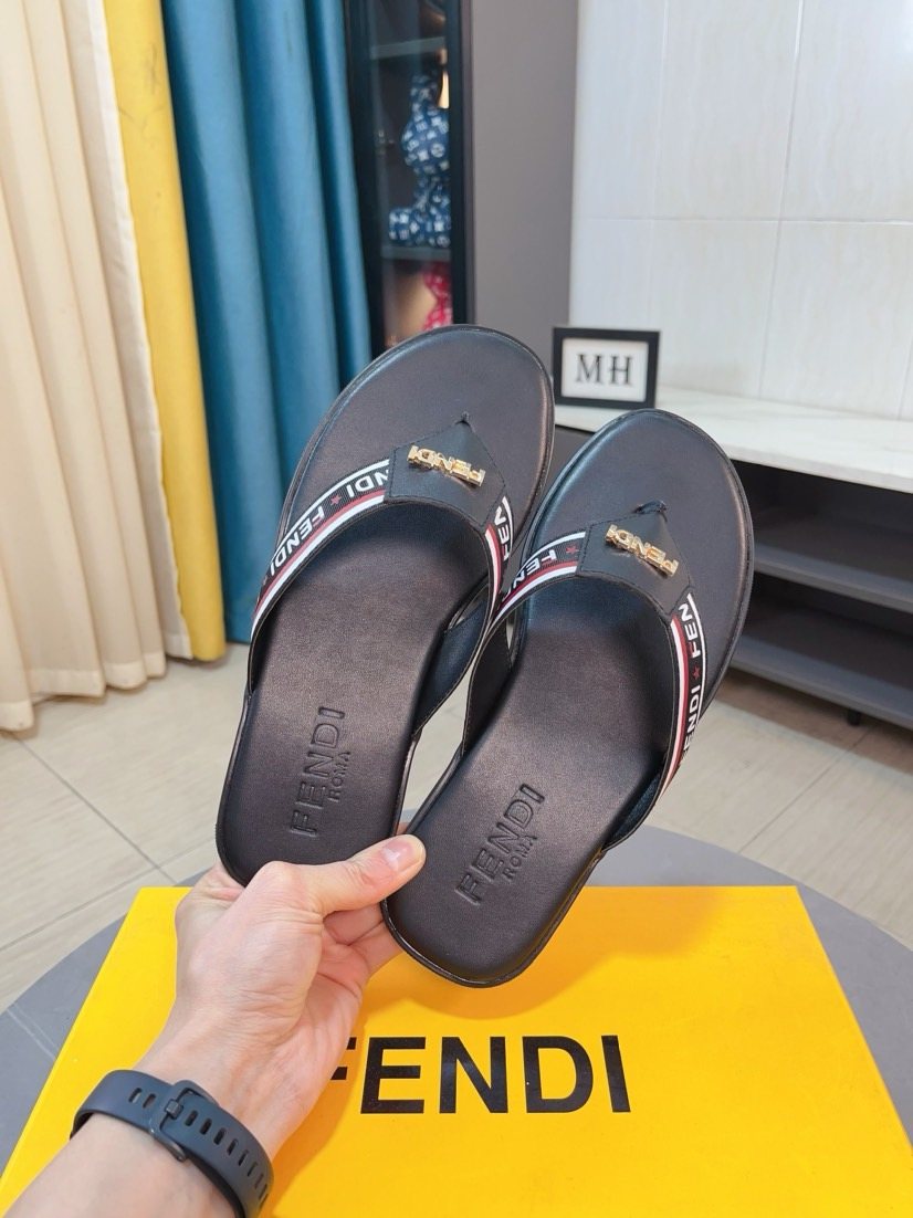 Fendi Striped Thong Sandals — front