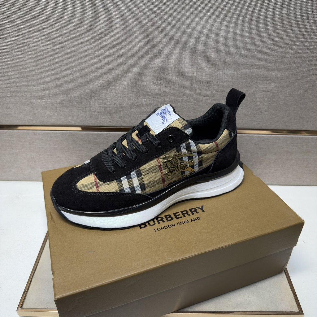 Burberry Plaid Panel Sneakers — side