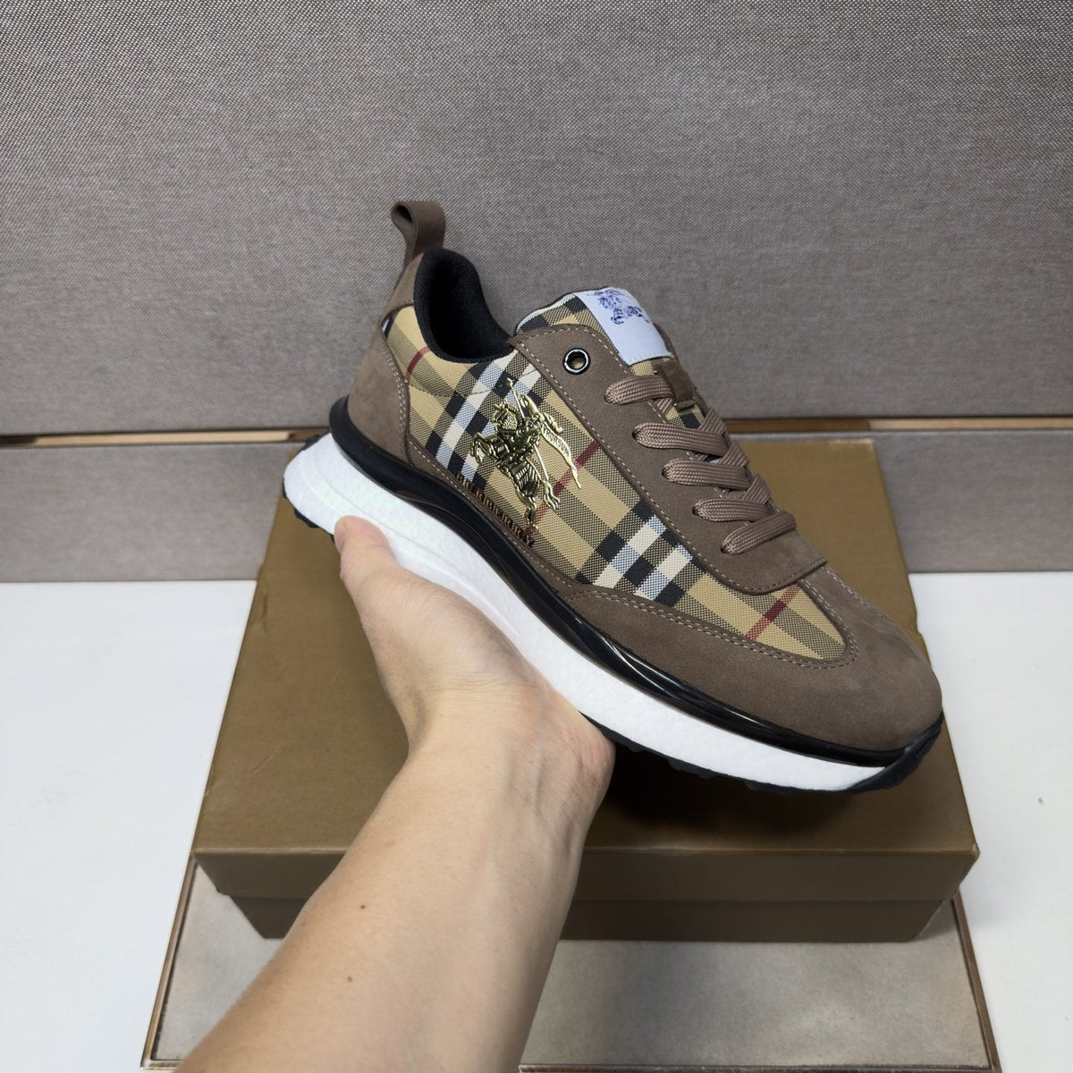 Burberry Plaid Panel Sneakers — model
