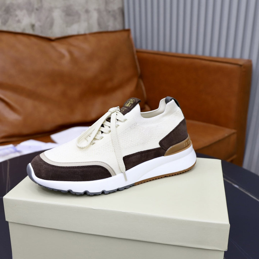 Brunello Cucinelli Knit Low-Top Sneakers — side