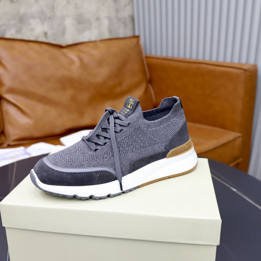 Brunello Cucinelli Knit Low-Top Sneakers — side