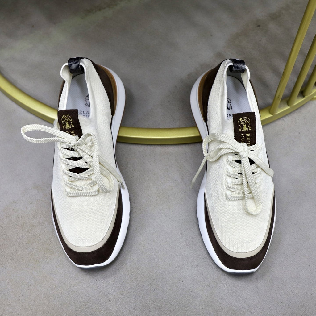 Brunello Cucinelli Knit Low-Top Sneakers — front