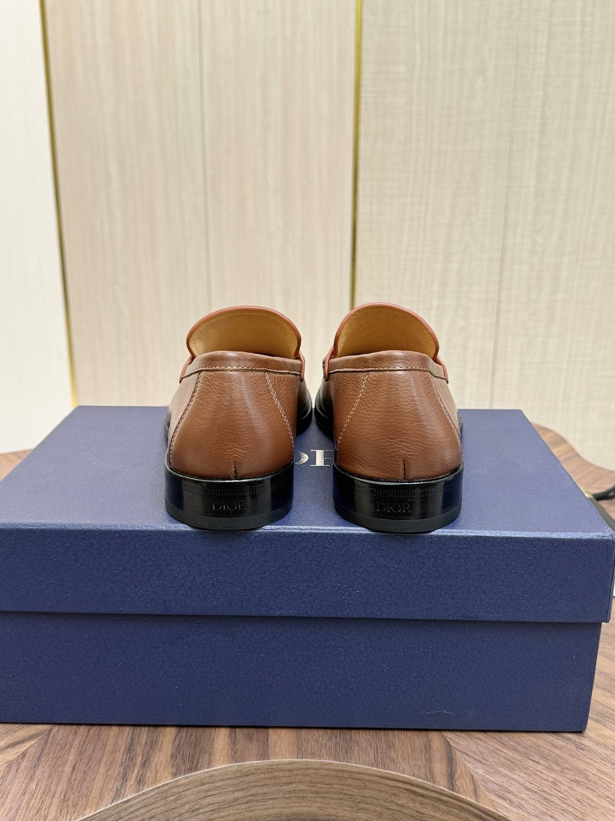 Dior Leather Moc-Toe Loafers — back
