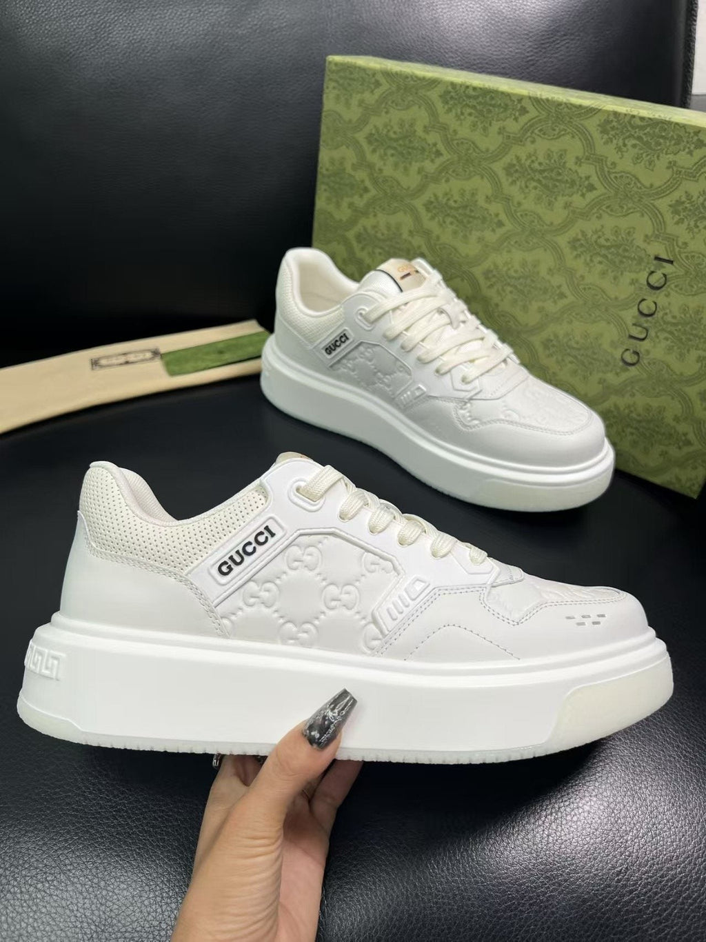 Gucci Embossed Low-Top Sneakers — side