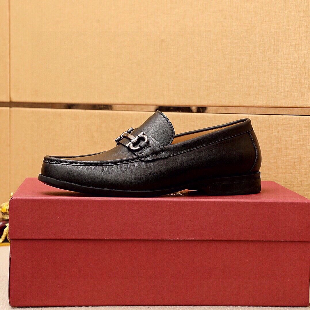Ferragamo Black Buckle Loafers — detail