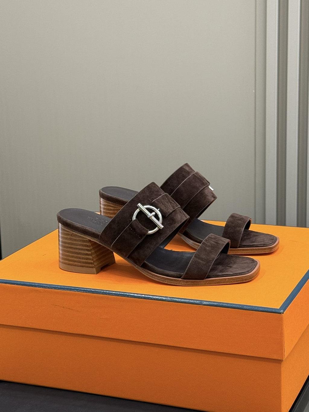 Hermès Kute Buckle Block-Heel Slide Sandals — hero