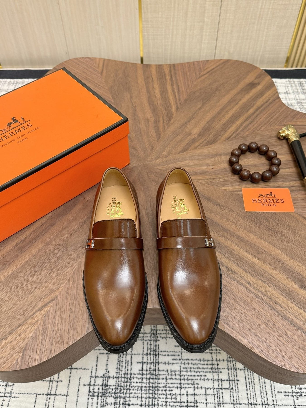 Hermès Metal H-Hardware Loafers — front