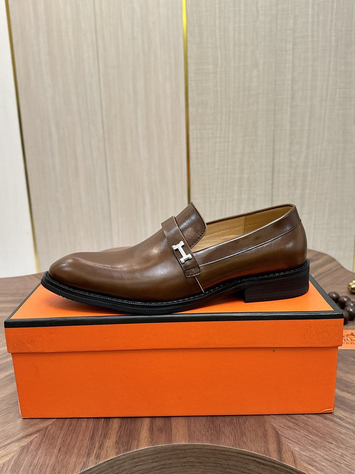 Hermès Metal H-Hardware Loafers — detail