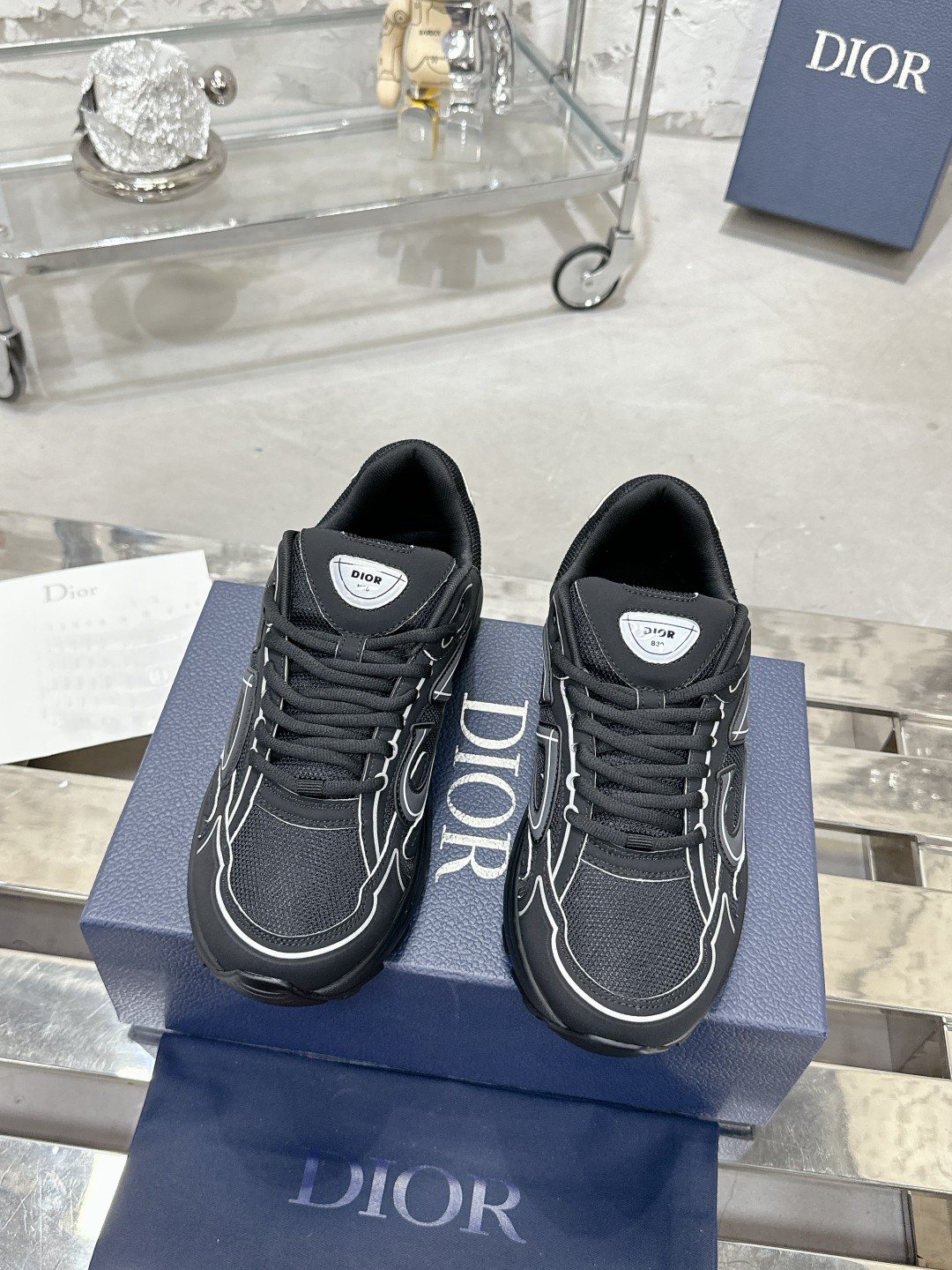 Dior Black, Gray and White Low-Top Sneakers — hero