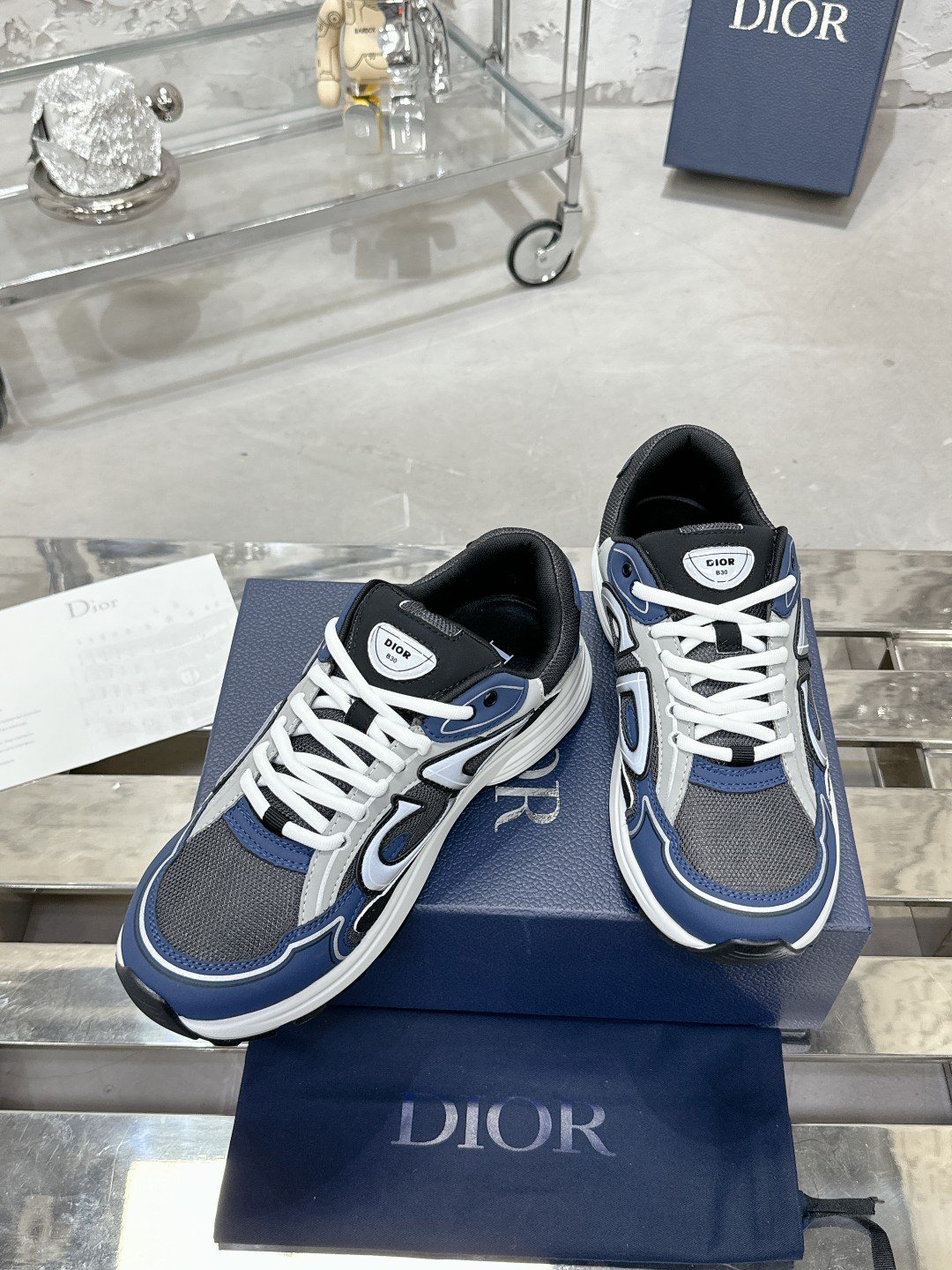 Dior Black, Gray and White Low-Top Sneakers — front