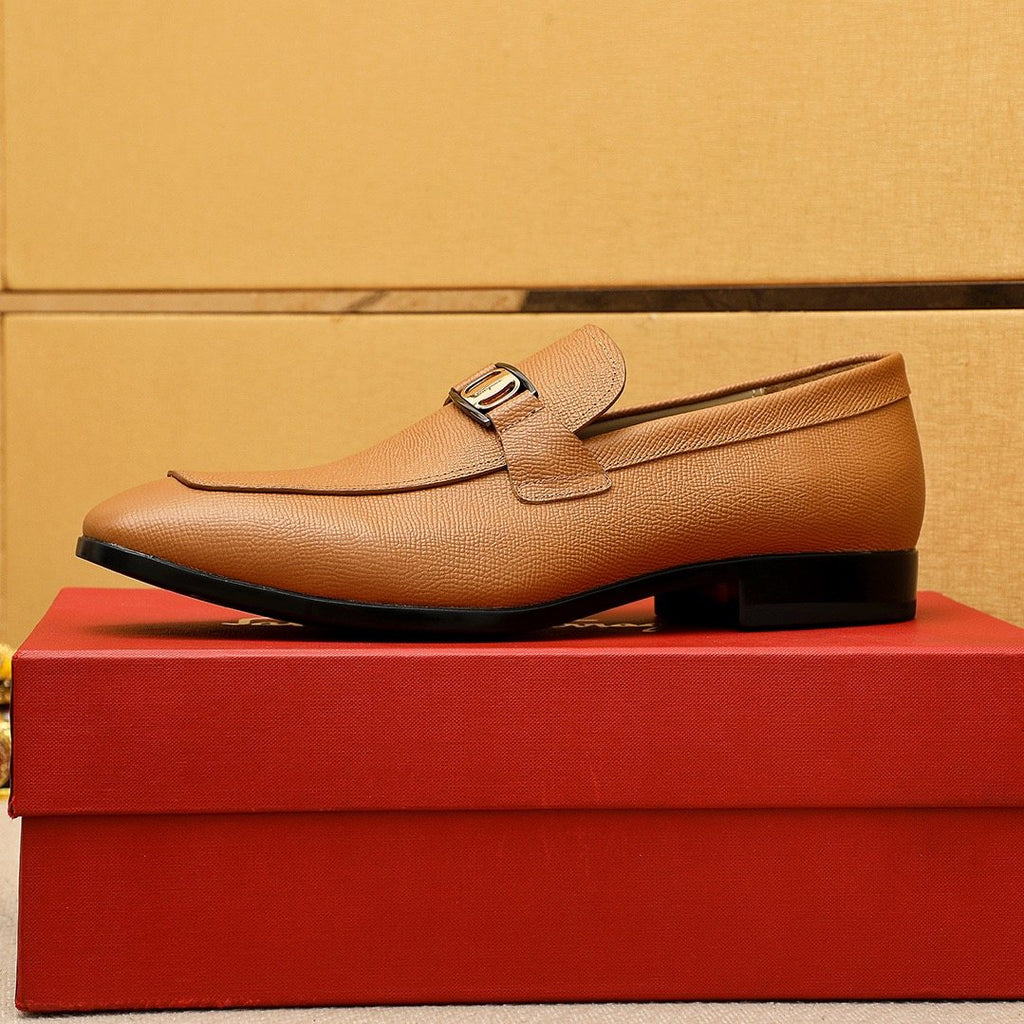 Ferragamo Textured Buckle Loafers — hero