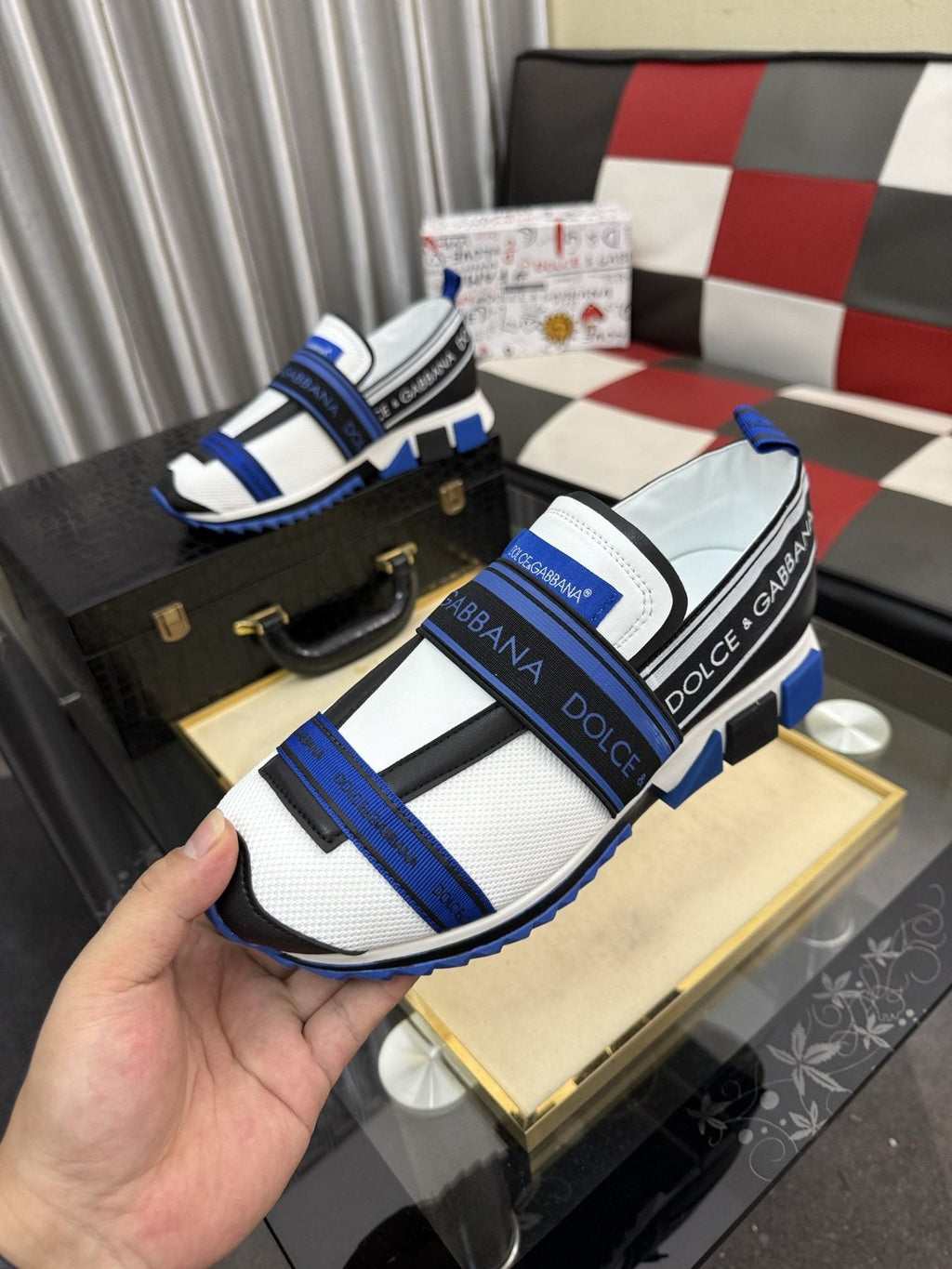 Dolce & Gabbana Blue Strap Sneakers — model