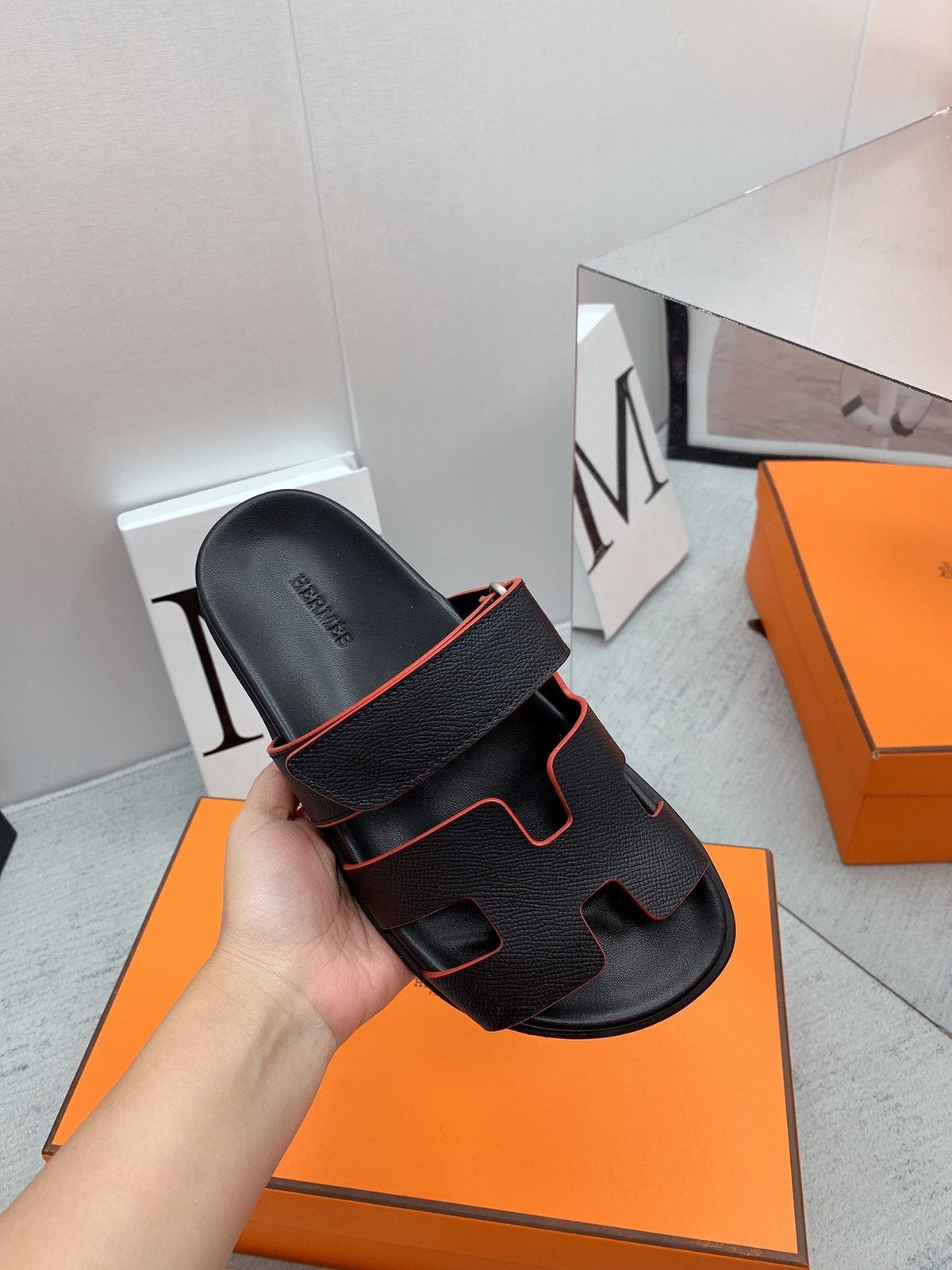 Hermès H-Cutout Slide Sandals — model