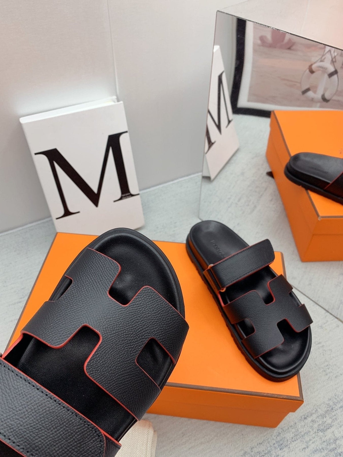 Hermès H-Cutout Slide Sandals — detail